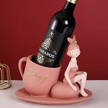 Imagem de jinyi2016SHOP Mobiliário de artesanato moderno armário menina uva vinho decoração presente de casamento nova casa presente varanda decoração casa resina decoração sala de estar escultura (cor: rosa)