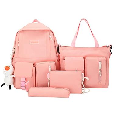 Imagem de Wemay Mochila de Lona 4 peças Conjunto Combo Bolsas Escolares com Bolsa Crossbody Caixa de Lápis Bolsa Escolar Casual Para Meninas Adolescentes Mochilas Mulheres Estudantes Universitários Mochilas Lap