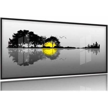Imagem de Quadros Decorativos Paisagem Violão Quarto 130x60 Moldura Preta 2x2