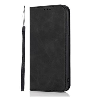 Imagem de GSYH Capa para iPhone 13 Pro Max/13 Pro/13/13 Mini, Capa carteira de couro legítimo à prova de choque com compartimentos para cartão Capa magnética Folio TPU Shell Kickstand Proteção de câmera, Preto, 13pro 15,1 cm