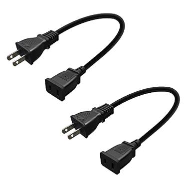 Imagem de Toptekits Pacote com 2 cabos de extensão de energia USA Outlet Saver 125V 15A 2 garras 2 saídas para NEMA 5-15P para NEMA 5-15R (1,6ft/50 cm)