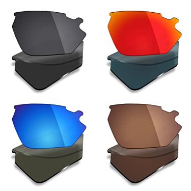 Imagem de 4 pares de lentes polarizadas de substituição Mryok para óculos de sol Rudy Project Stratofly – Stealth preto/vermelho fogo/azul gelo/bronze marrom