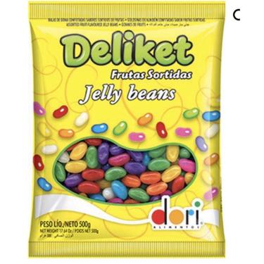 Imagem de Bala de Goma Jujuba Jelly Beans Deliket Frutas 500g