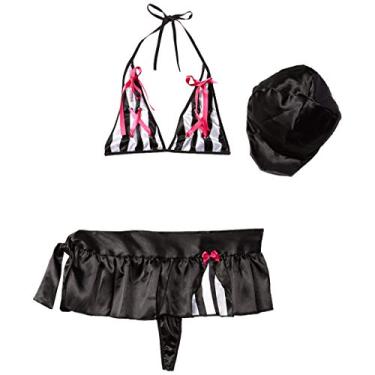 Imagem de Pimenta Kente - Lingerie Fantasia de Juíza, Preto/Branco/Rosa, Tamaho Unico