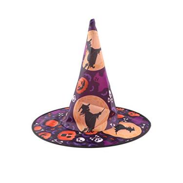 Imagem de Chapéu de bruxa infantil Bestgift chapéu de bruxo fantasia de Halloween chapéu de festa roxo 2