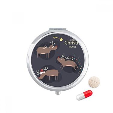Imagem de Caixa de comprimidos com estampa de alce de rena de Natal, caixa de armazenamento de medicamentos, dispensador de recipiente