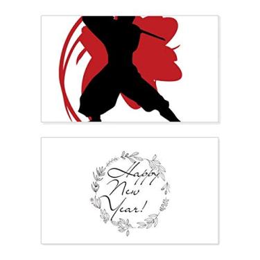 Imagem de Bushido Samurai Katana Sakura Contorno do Festival de Ano Novo Japão Cartão de felicitações Mensagem de Abençoamento Presente