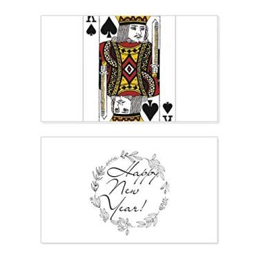 Imagem de Baralho de cartas Spade K, padrão de ano novo, cartão de felicitações, mensagem de abençoar presente