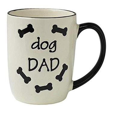 Imagem de PetRageous Caneca de grés Dog Dad 13069 com 10 cm de diâmetro e 12 cm de altura com capacidade de 680 g e segura para lava-louças e micro-ondas, natural, off-white
