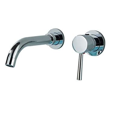 Imagem de Torneira de banheiro de ouro escovado para lavatório de parede Torneira para pia Misturadora quente e fria Torneira de alça única Banheira, cromada, 21 cm