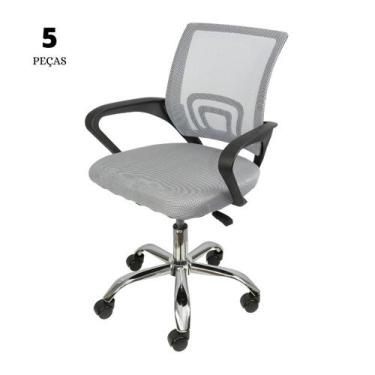 Imagem de Conjunto Com 5 Cadeiras Office Tok Baixa Cinza Com Base Rodízio - Or D