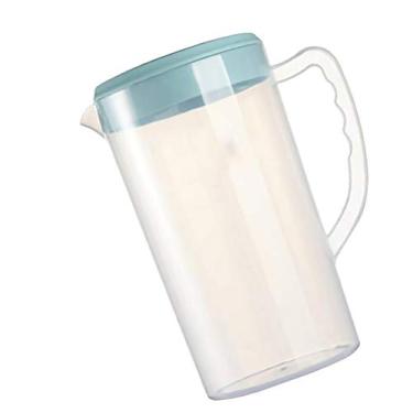 Imagem de Jarra de galão com tampa ajustável - Jarra com filtro de água de 2200ML com tampa - Jarra de plástico transparente resistente ao calor para suco, chá gelado, bebidas, limonada (Color : Blue, Size :