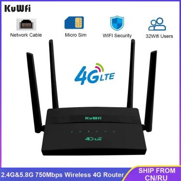 Imagem de KuWFi 4G LTE Roteador Sem Fio 750Mbps Wifi Roteador Dual Band Casa 4G Hotspot Acesso à Internet 4Pcs