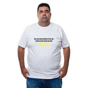 Imagem de Camiseta Camisa Algodao Plus Size Masculina Frase de Humor Com Abridor De Garrafas Interno
