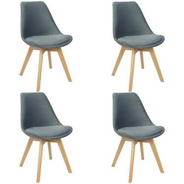 Imagem de Kit 4 Cadeiras Charles Eames Leda Veludo Luisa Saarinen - Magazine Rom