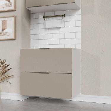 Imagem de Balcão 2 Gavetões com Gaveta Auxiliar Sem Tampo Sem Rodapé Puxador 150cm Ipanema CabeCasa MadeiraMadeira Cinza Trama/Branco