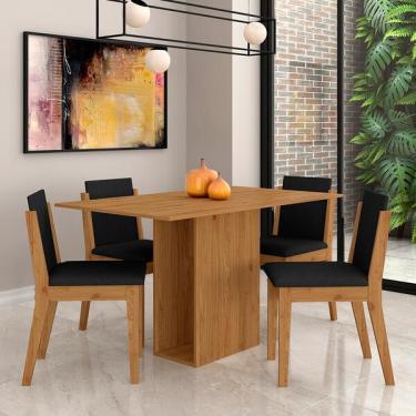 Imagem de Mesa Com 4 Cadeiras Sala De Jantar Samoa Cin/preto -  Móveis