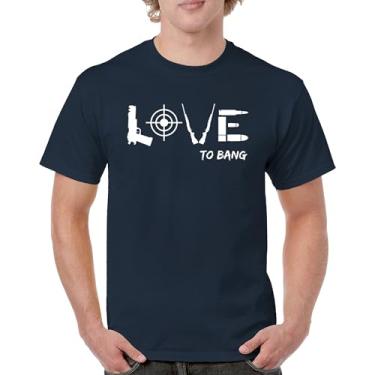 Imagem de Camiseta Love to Bang 2nd Amendment 2A Gun Right to Bear Arms Veteran Dont Tread on Me Camiseta masculina patriótica americana, Azul marinho, P