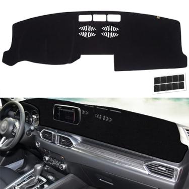 Imagem de KEYOOG Capa de painel de painel adequado para Ma-zda CX-5 2020-2017 (sem modelos HUD), tapete antirreflexo, protetor de proteção solar antiderrapante (preto)