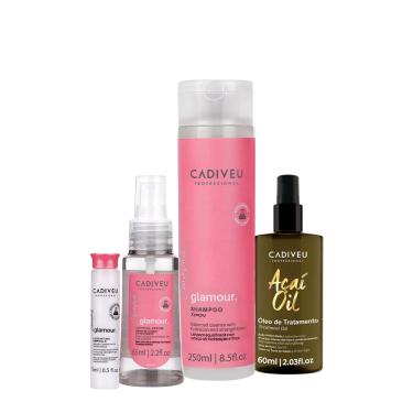 Imagem de Kit Cadiveu Professional Essentials Glamour Shampoo Sérum Ampola Capilar e Açaí Oil 60 (4 produtos)