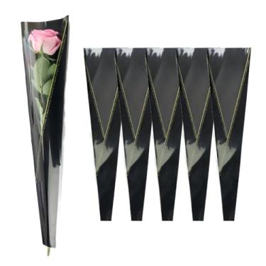 Imagem de Embalagem de papel de embrulho de flores com uma única rosa, pacote com 100 cores pretas, tamanho: 13 x 4 x 45 cm, Preto