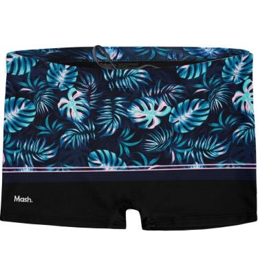 Imagem de Sunga Boxer Mash Estampada Azul Turquesa e Preto-Unissex
