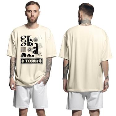 Imagem de Camisa Camiseta Oversized Streetwear Genuine Grit Masculina Larga 100% Algodão 30.1 Toxic - Bege - GG