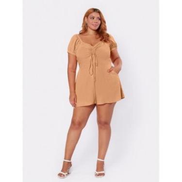 Imagem de Macaquinho Curto Plus Size Manga Curta Amarração nas Costas Feminino-Feminino