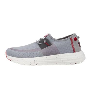 Imagem de Hey Dude Sirocco Perf Mesh| Tênis masculino | Sapatos masculinos sem cadarço | Confortável e leve, Cinza claro/vermelho, 42