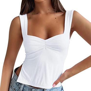 Imagem de Tops de verão para mulheres 2024 cropped tops bonitos costas nuas roupas para sair Y2k roupas modernas de verão roupas básicas, Ofertas relâmpago branco, G