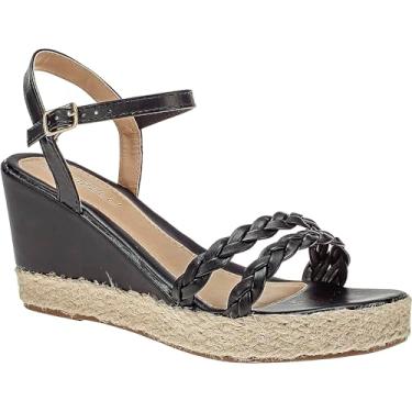 Imagem de Sandália Anabela Feminino Plataforma Corda Salto Médio (Preto, BR, Adulto, Numérico, 38)