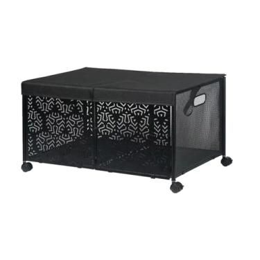 Imagem de Fenteer Organizador de armazenamento de brinquedos para crianças, caixa de armazenamento de roupas de metal dobrado, portátil, cobertor, armário de cama,