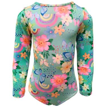 Imagem de Maiô Infantil Florido Proteção Solar Uv Borboleta Praia Piscina Natação Juvenil Kids Teen Filtro Fps