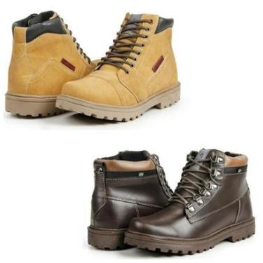 Imagem de Bota Coturno Masculina Cadarço Cano Curto Moderna Kit 2-Masculino