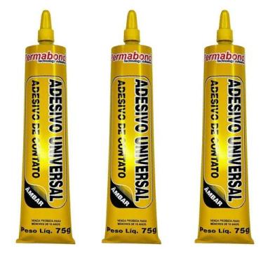 Imagem de Kit 3 Cola Borracha Adesivo Reparo Auto Falante 75G Âmbar - Permabond