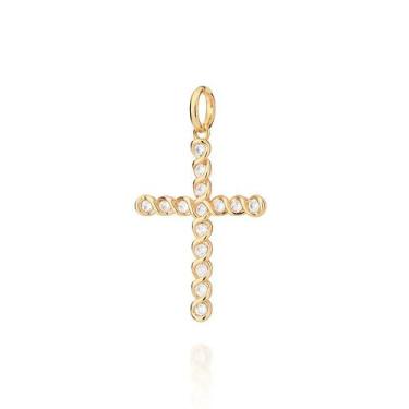 Imagem de Pingente banhado ouro 3x 24k 18k e 22k  feminino cruz cravejado pedra 