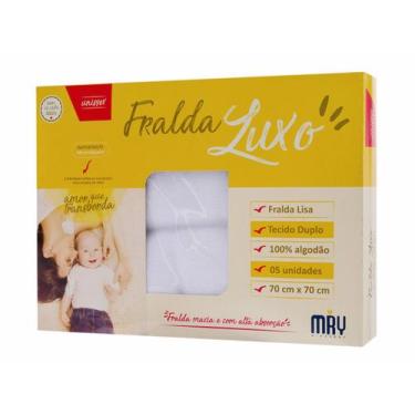 Imagem de Fralda de Pano Luxo Tecido Duplo Branca 70cmx70cm Caixa C/5 Unidades 1