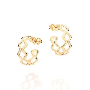 Imagem de Brincos banhado ouro 3x 24k 18k e 22k femininos pequenos meia argola o