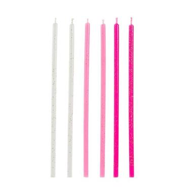 Imagem de Vela Palito Rosa e Branca 15 cm - 1 unidade Pct. c/ 6 unds. - Silver F