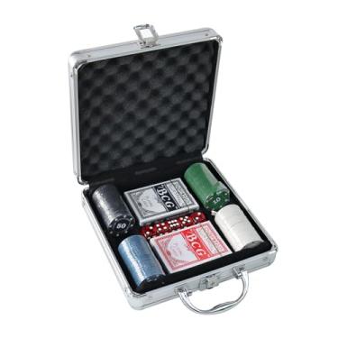 Imagem de JOGO DE POKER COM MALETA 100 FICHAS NUMERADAS 2 BARALHOS (C)