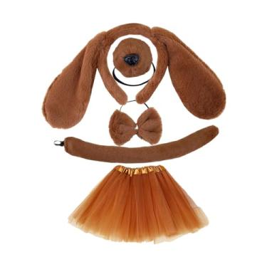 Imagem de Fiocias Presilha de Cabelo para Orelhas de Cachorro E Orelhas de Cauda Longa, Enfeite Falso para Vestir, Orelha de Gato, Lolita, Faixa de Cabelo para Cachorro, Marrom com Saia