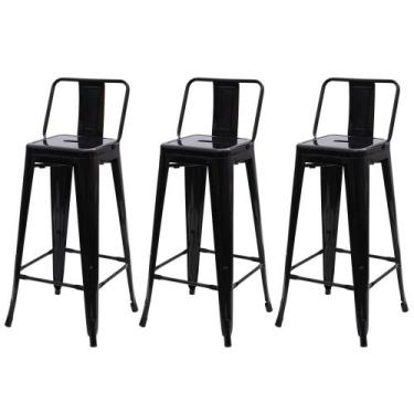 Imagem de Kit 3 Banquetas Altas com Encosto Tolix Iron Preto - Cadeiras INC, Pre