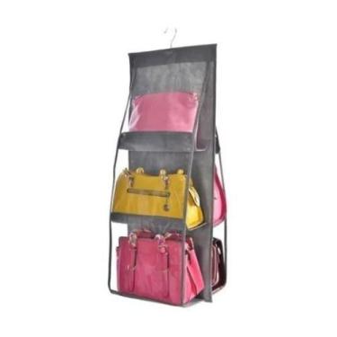 Imagem de Organizador De Bolsas Para Cabide PVC/TNT 6 Divisorias - Clink, Cinza