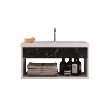 Imagem de Gabinete Nicho Suspenso para Banheiro com Lavatório Beta Branco com Ma