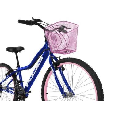 Imagem de Bicicleta Infantil Feminina Aro 24 KOG Alumínio 18V C Cestinha, Azul s