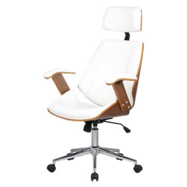 Imagem de Cadeira Giratória Lisboa Bergen Rivatti c/ Encosto de Cabeça Madeira L
