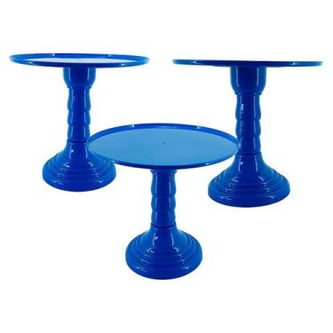 Imagem de Boleira de Plástico Suporte de Doce 28cm - Aliança, Azul Escuro