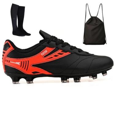 Imagem de Kit Chuteira de Couro Futebol Campo Grama Natural + Mochila + Meião Ad