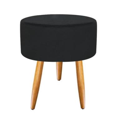 Imagem de Puff Banqueta Puf Pés Palito Suede Azul Marinho Recepção Sala Quarto -