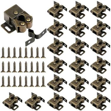 Imagem de Bonuci 20 peças de trava e trava de porta de armário com trava de trava dupla com trava de lança para portas de armário de cozinha (ciano)